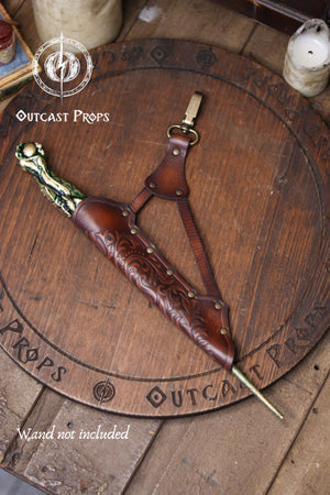 Clip On Leather Ornated Wand Holster