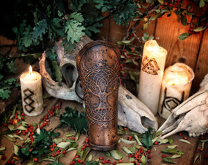 Yggdrasil Viking Leather Vambraces for LARP Cosplay Renaissance faire