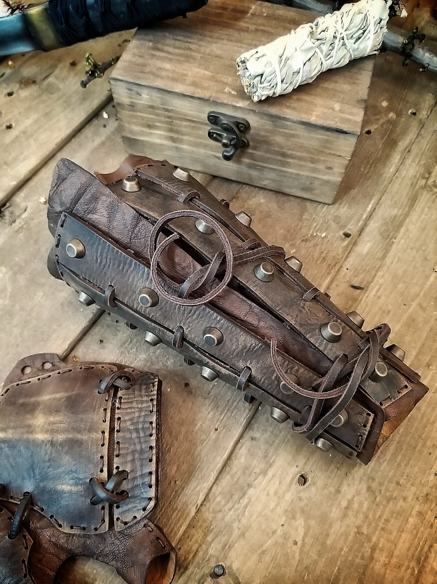 Apocalyptic Samurai Leather Bracers