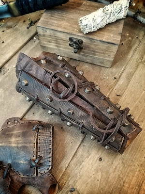 Apocalyptic Samurai Leather Bracers