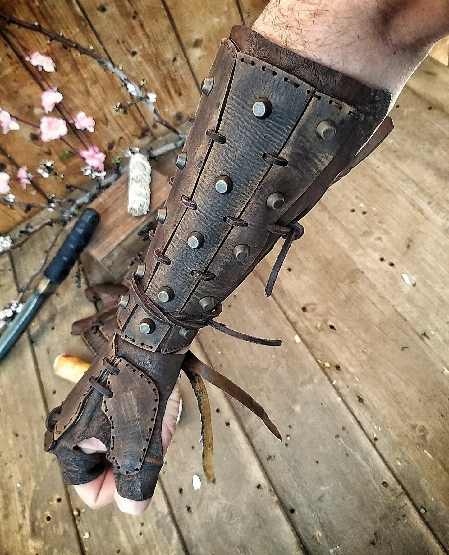 Apocalyptic Samurai Leather Bracers