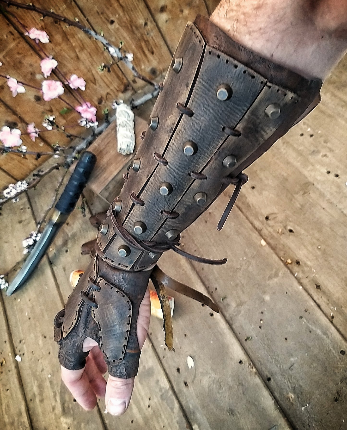 Apocalyptic Samurai Leather Bracers