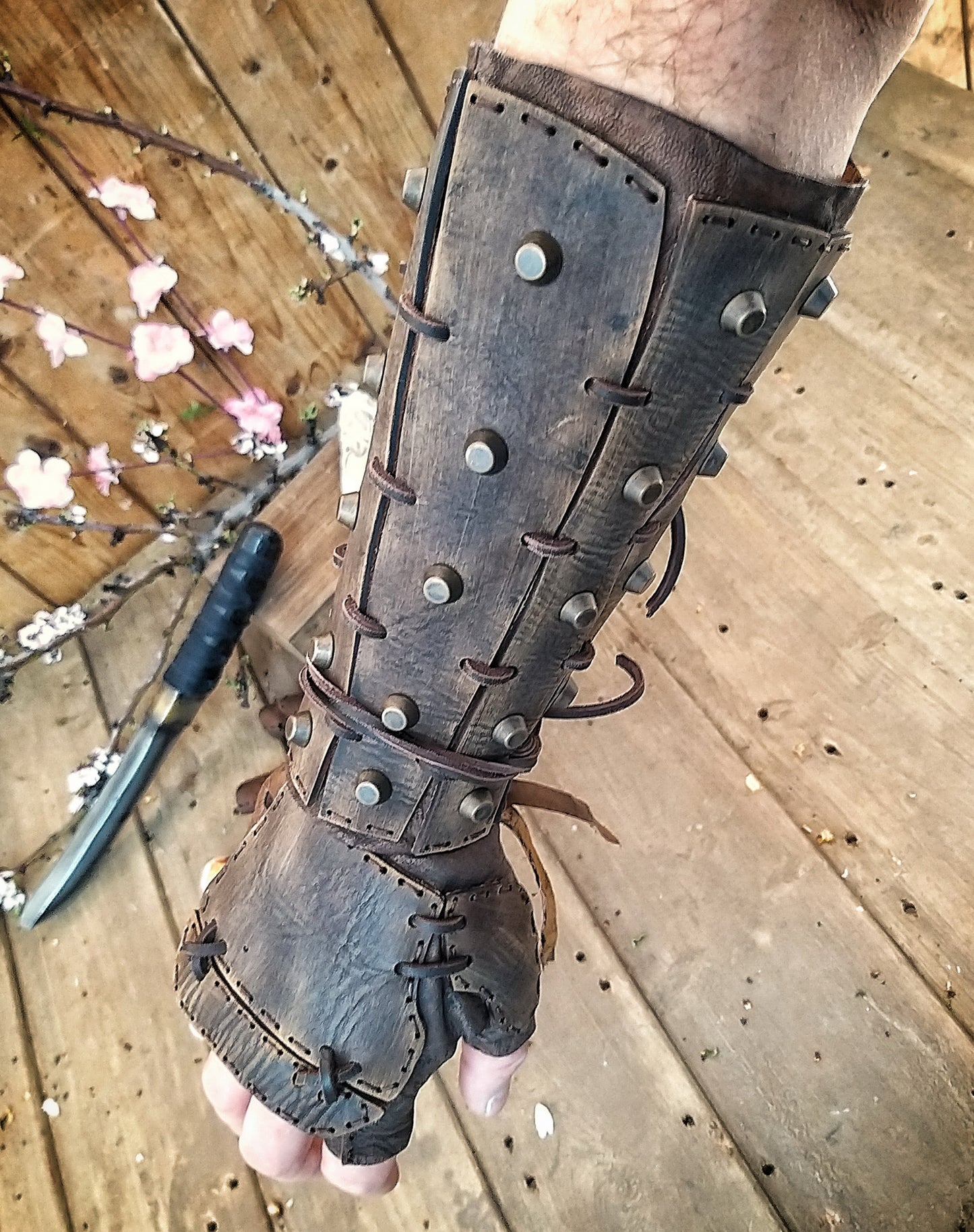 Apocalyptic Samurai Leather Bracers