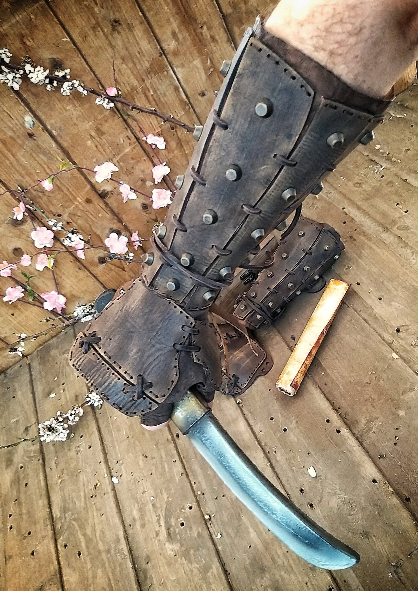 Apocalyptic Samurai Leather Bracers
