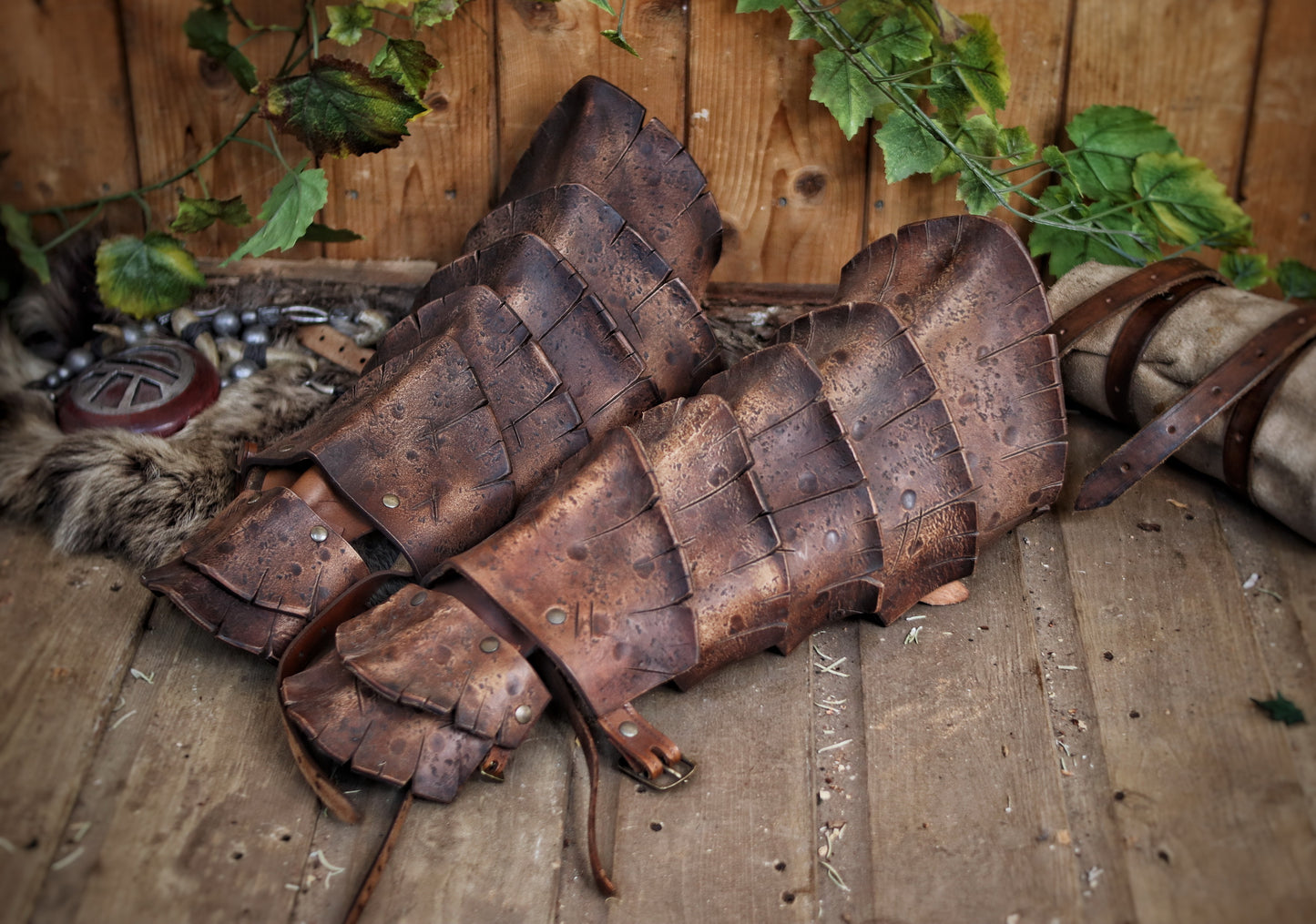 Dragon Scales Leather Greaves