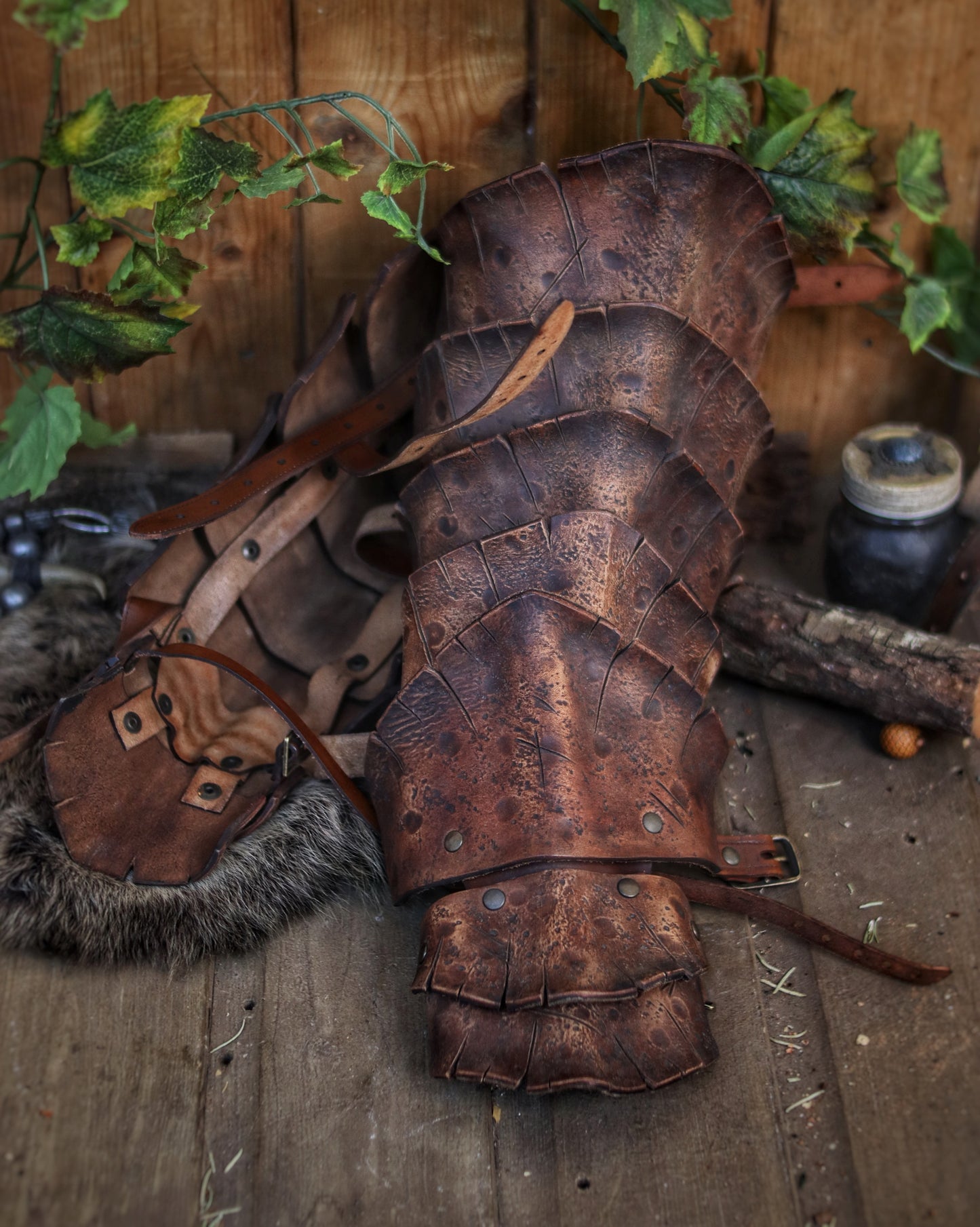 Dragon Scales Leather Greaves