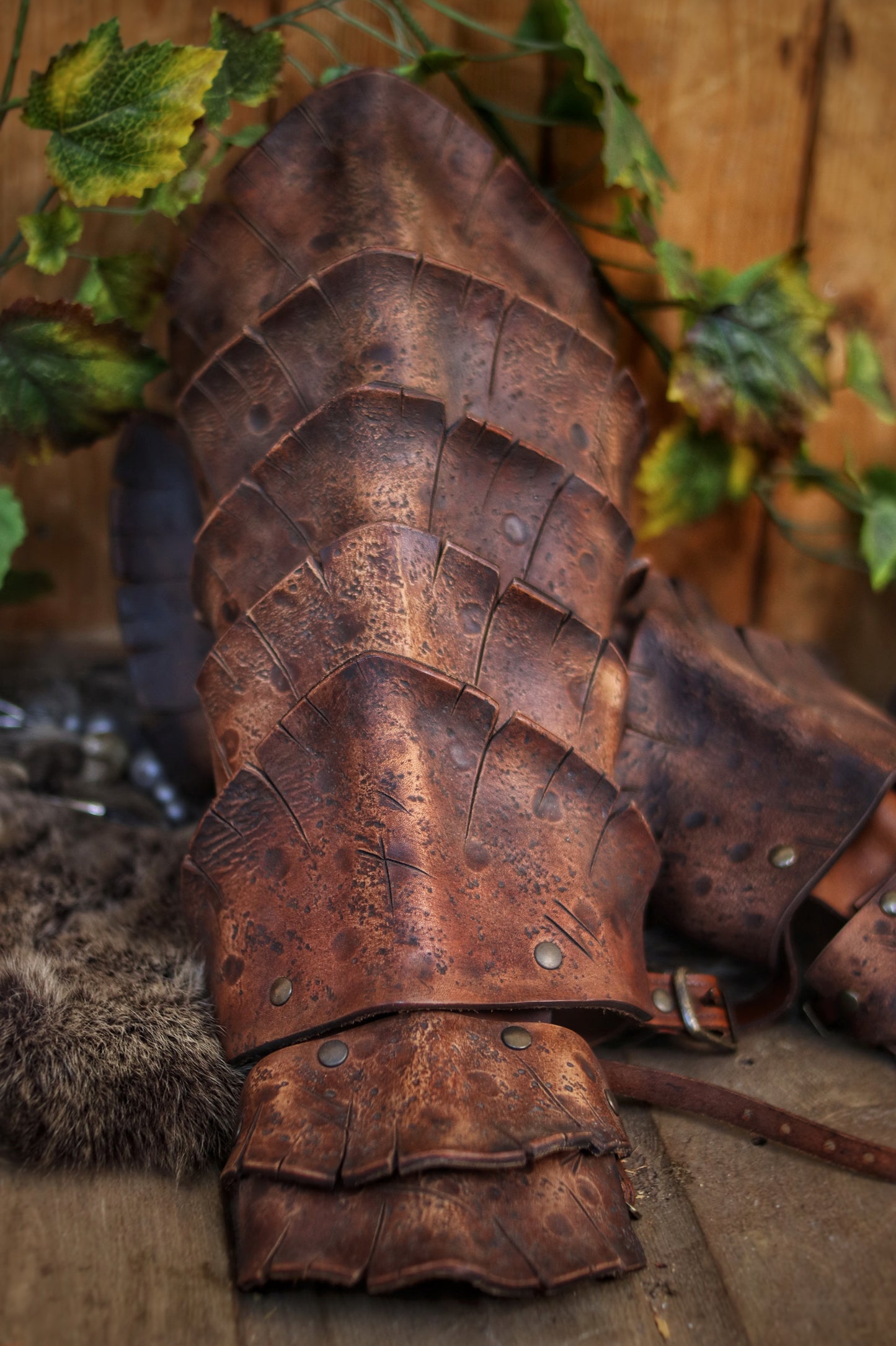 Dragon Scales Leather Greaves