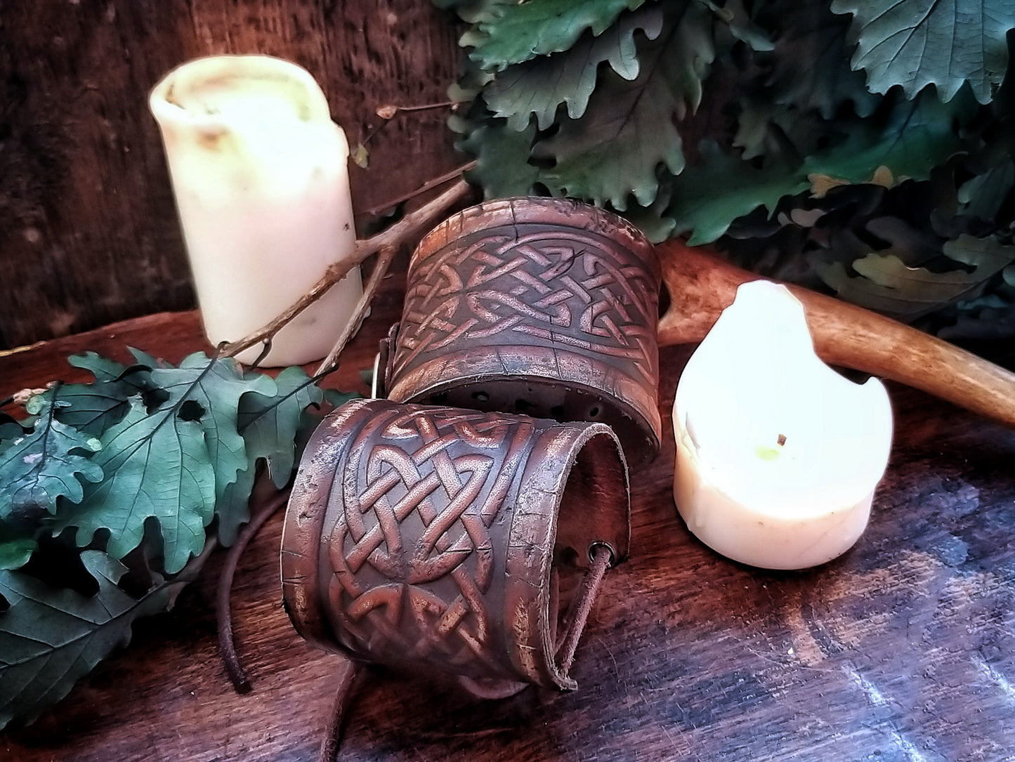 Celtic Knot Leather Cuff Bracelet