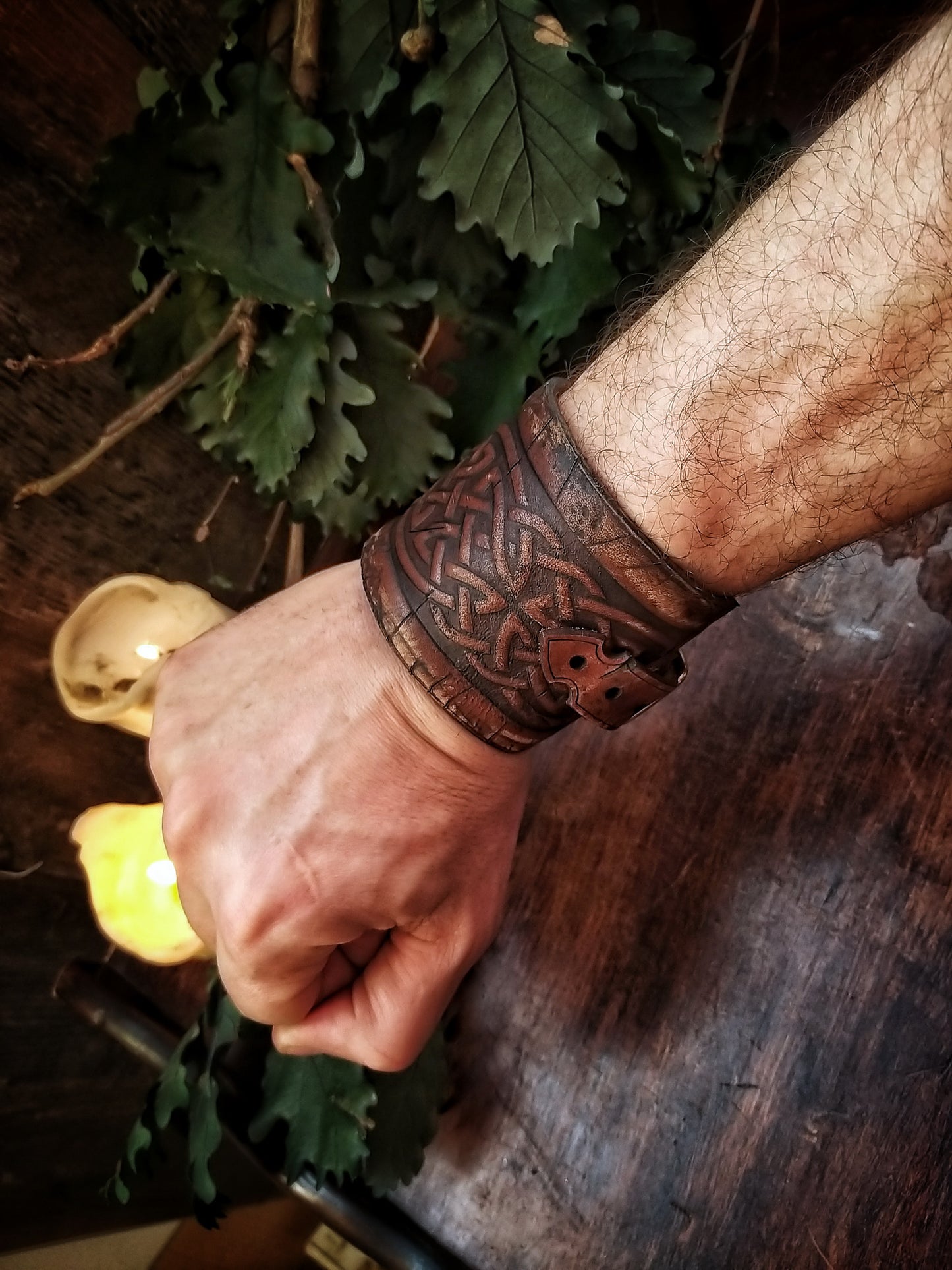 Celtic Knot Leather Cuff Bracelet