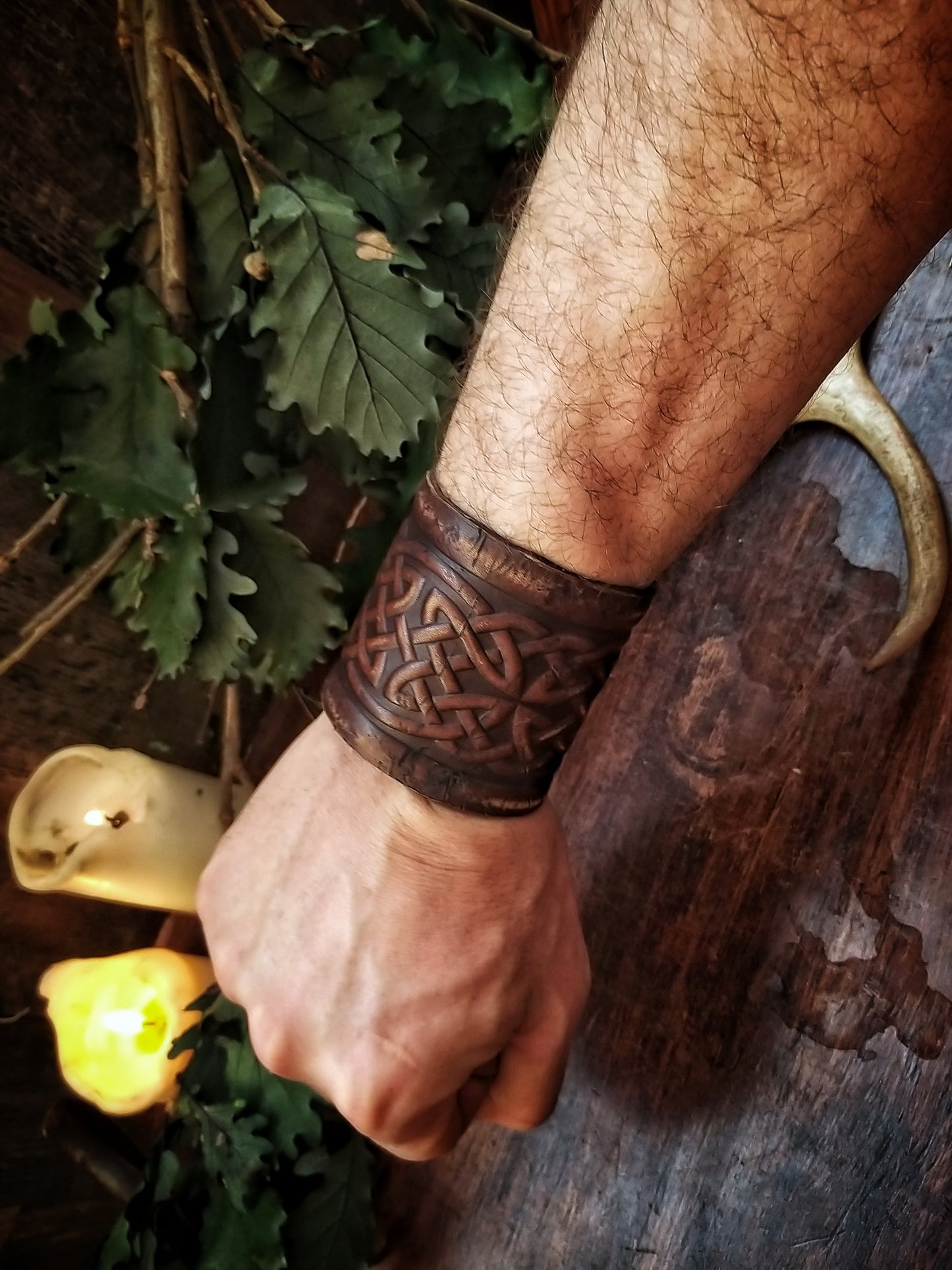 Celtic Knot Leather Cuff Bracelet