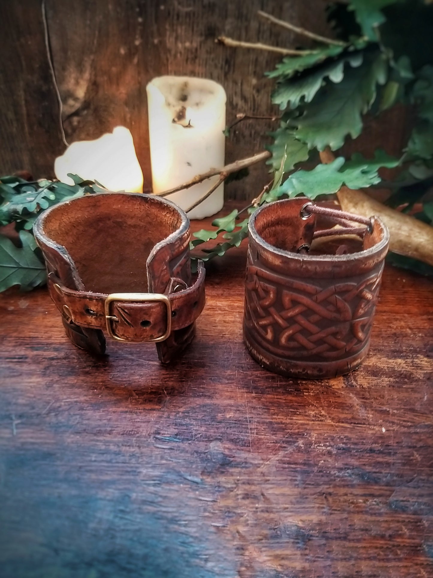 Celtic Knot Leather Cuff Bracelet