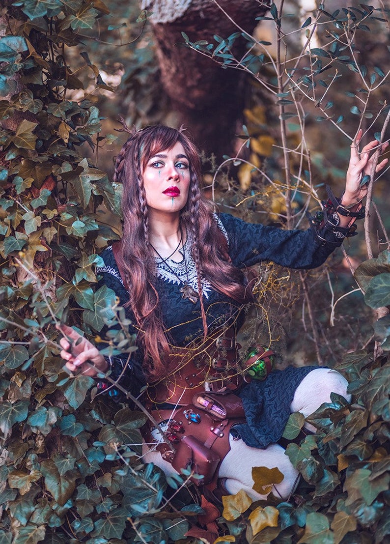 Leather Corset underbust - Steampunk larp burning man armor Witch. Brown Waist Cincher. Renfair underbust. Alchemist corset.