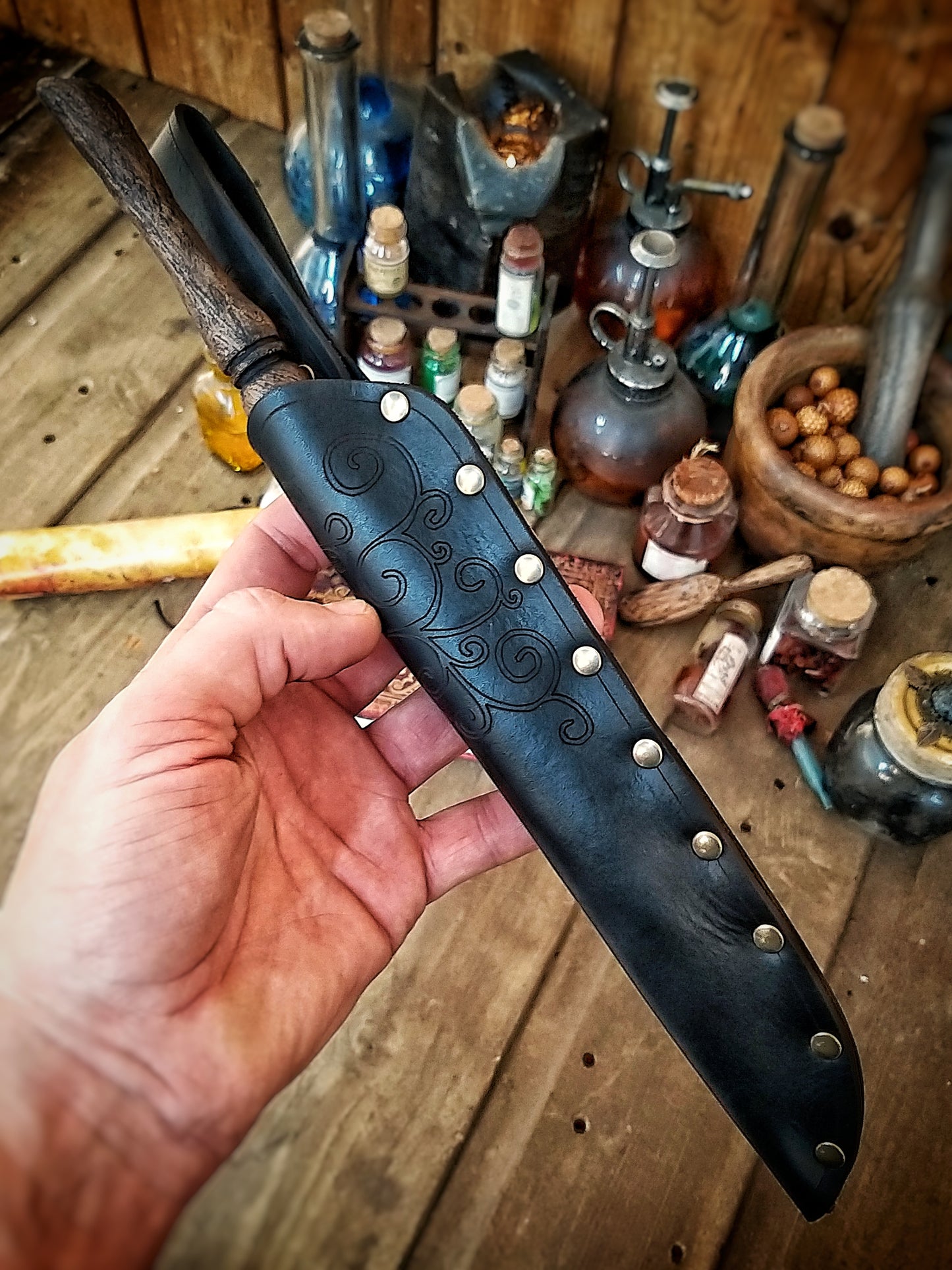Ornated Magic Wand Holster or Sheath, made of high quality leather for hang your wand from your belt
