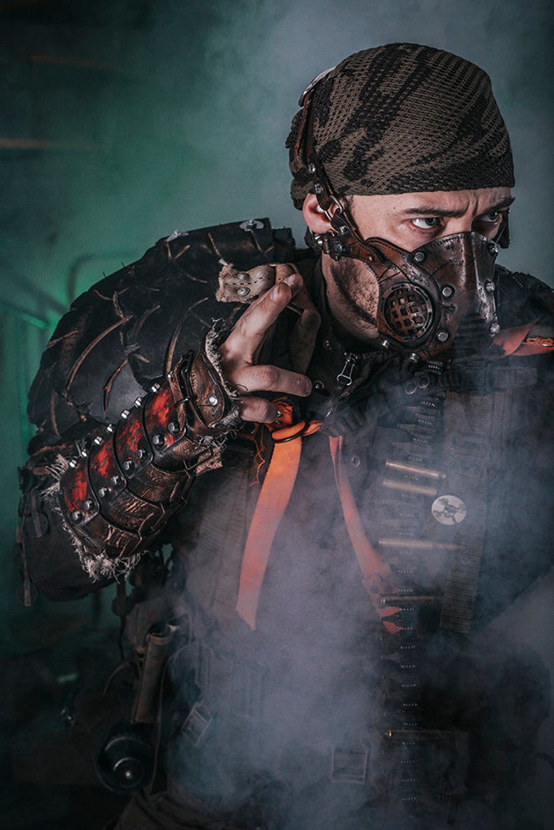 Face Mask Post Apocalyptic leather mask mad max diesel punk wasteland burning man protect Dystopian armor steampunk