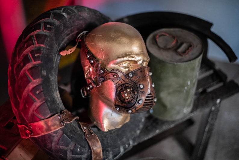 Face Mask Post Apocalyptic leather mask mad max diesel punk wasteland burning man protect Dystopian armor steampunk