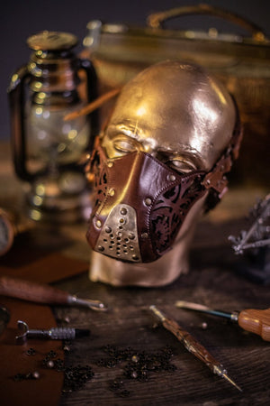 Leather face mask Steampunk Mask leather diesel punk wasteland burning man respirator Dystopian armor larp