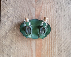 Belt Potion holder for two small bottles. Made of leather for adventurers, steampunk, alchemist, healers, cosplay or just to keep spices