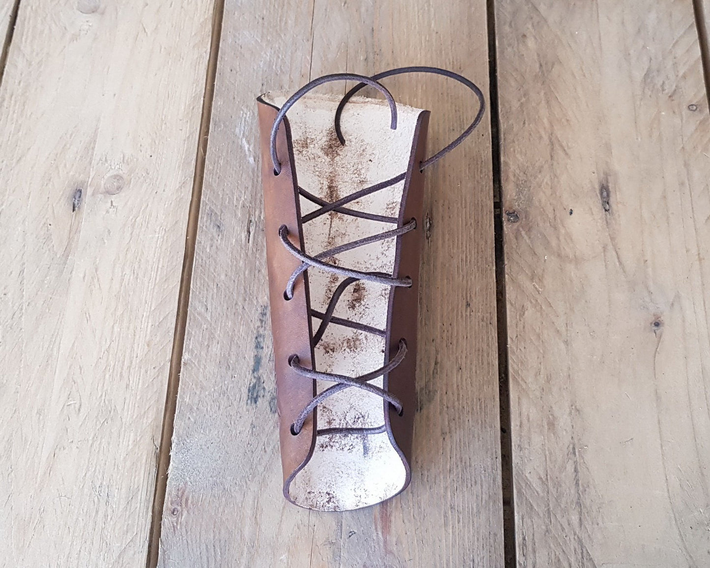 Celtic horse engraved leather vambrace