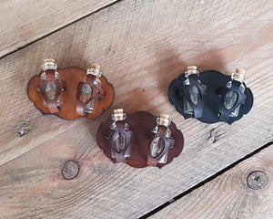 Belt Potion holder for two small bottles. Made of leather for adventurers, steampunk, alchemist, healers, cosplay or just to keep spices