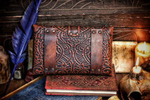 Arcane Hipbag Medieval Leather Hip Bag  Embossed and weathered in a premium style for Fantasy ren-fairs, cosplay, larp, fairies, renaissance