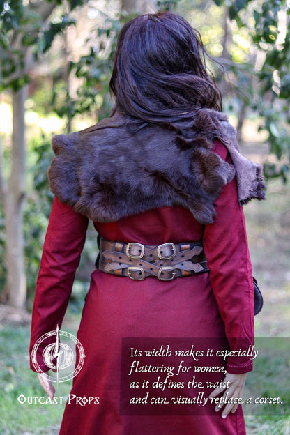 Adventurer Leather Belt for LARP, Pirate Belt, Alchemist Belt, Medieval Belt, Fantasy, Steampunk, Wide Leather Belt, Adjustable Belt
