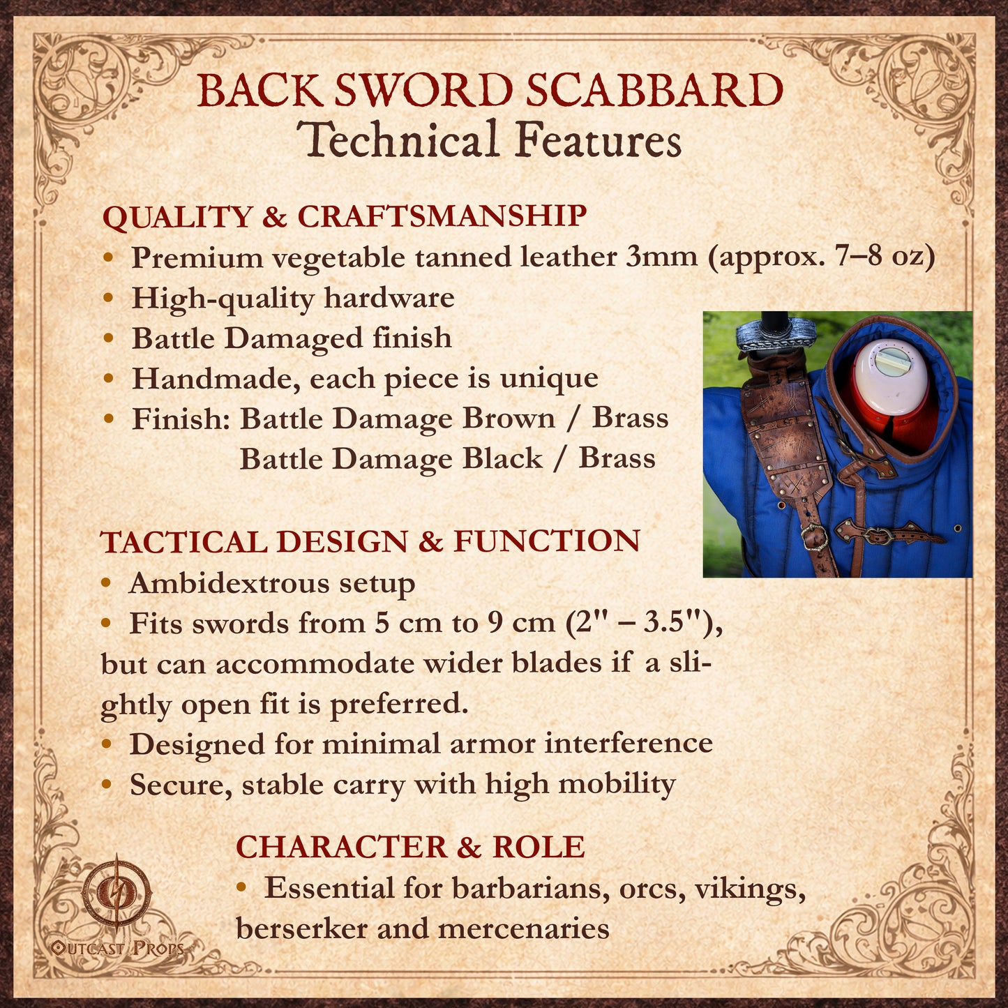 Barbarian Back Sword Scabbard