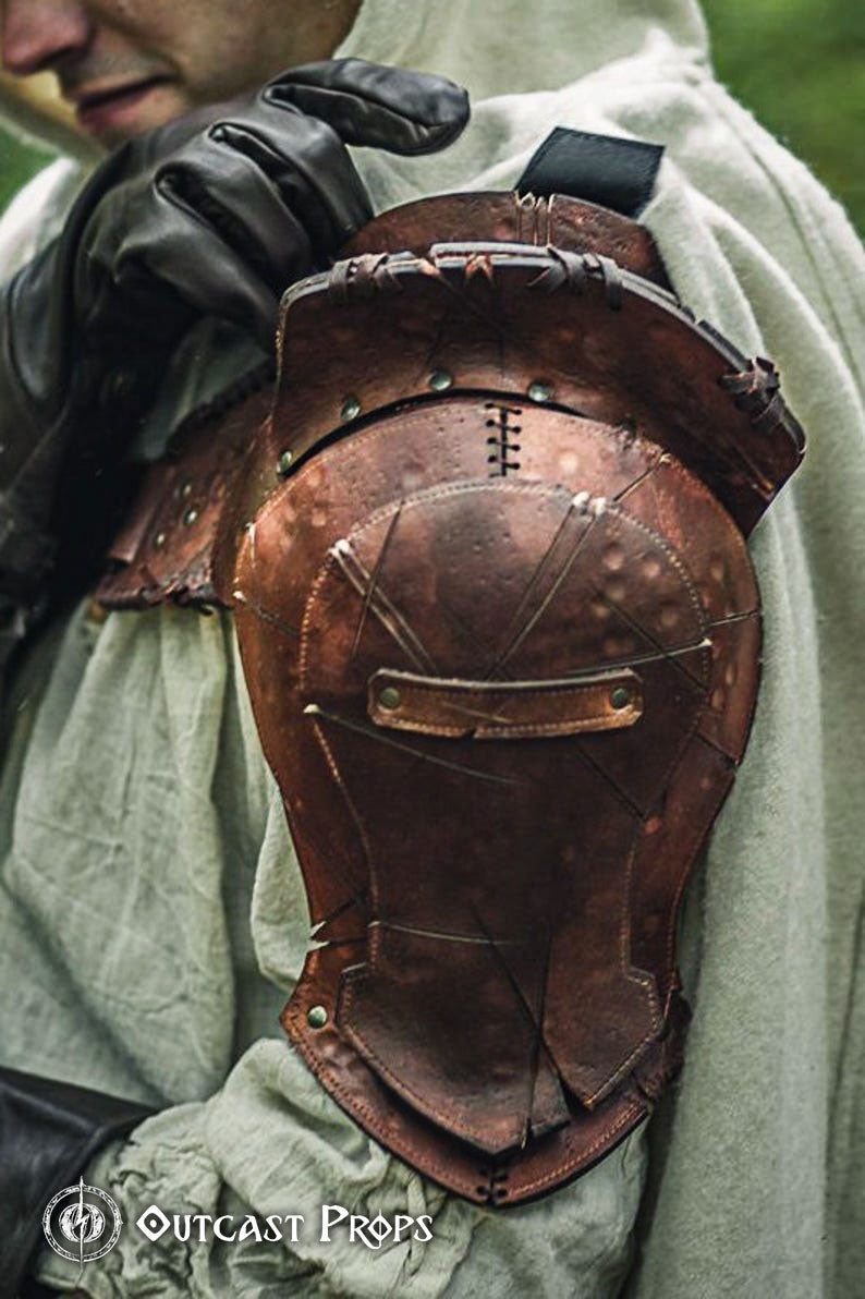 Barbarian Viking Leather Pauldron with haute armor set larp armor viking shoulder piece men post apocalyptic cosplay