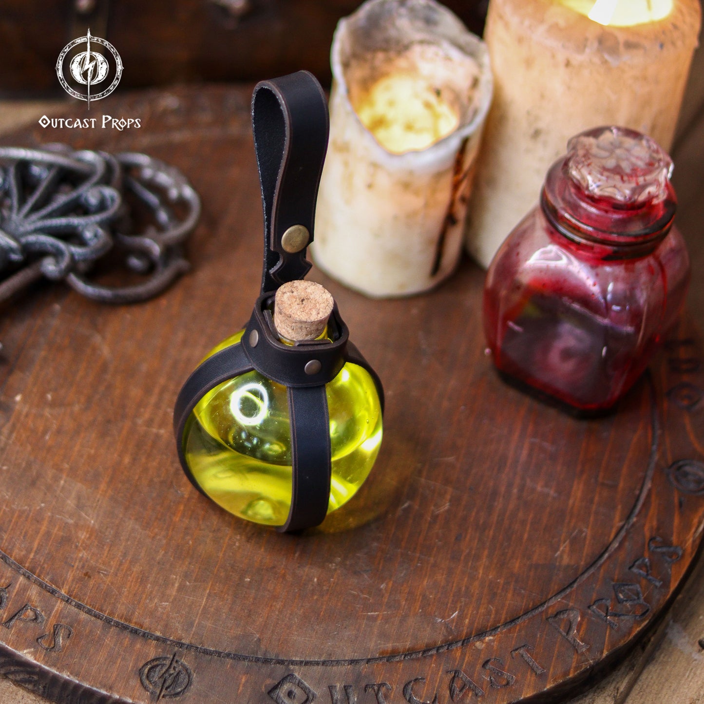 Potion Bottle with Leather Holder - No crystal