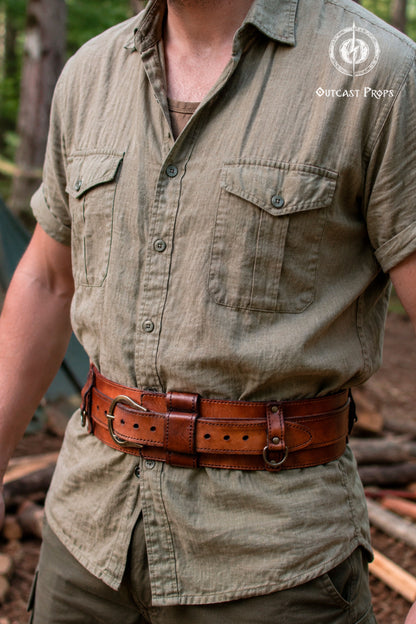 Bushcraft Leather Belt (Steampunk, Militar, LARP)