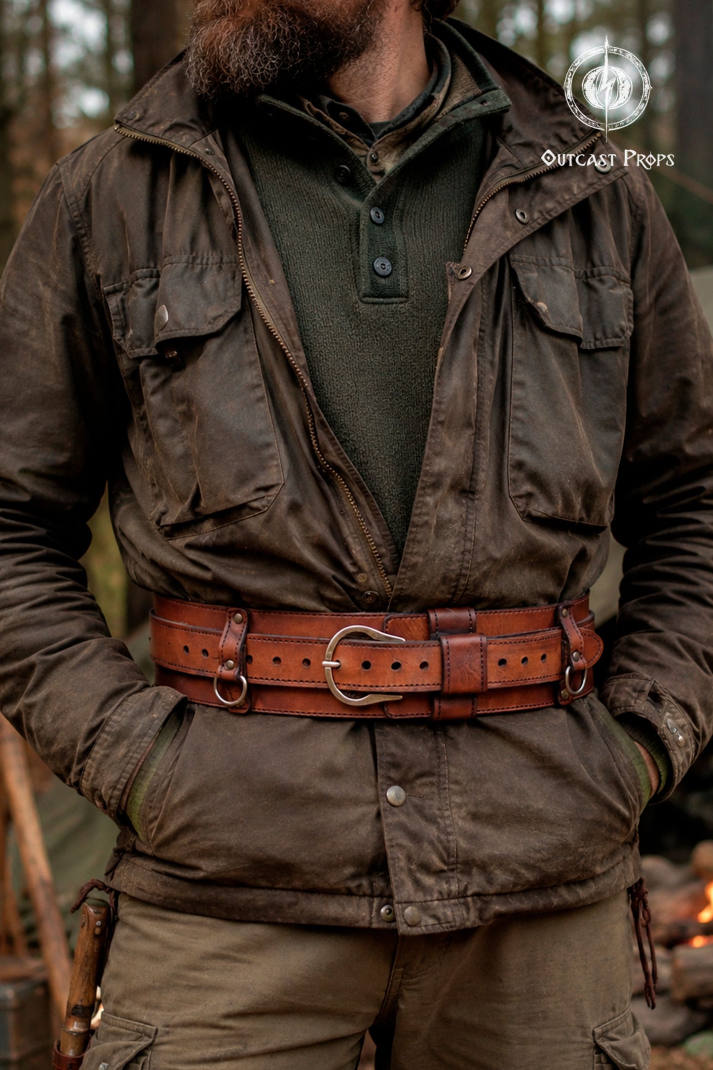 Bushcraft Leather Belt (Steampunk, Militar, LARP)