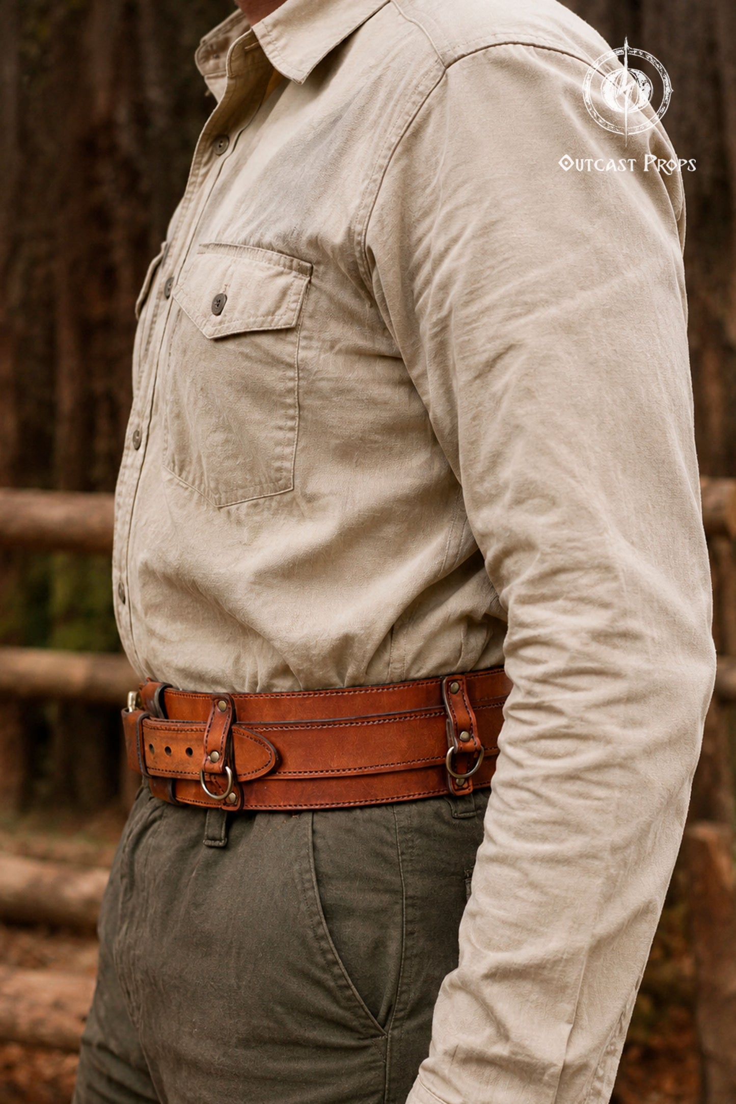 Bushcraft Leather Belt (Steampunk, Militar, LARP)