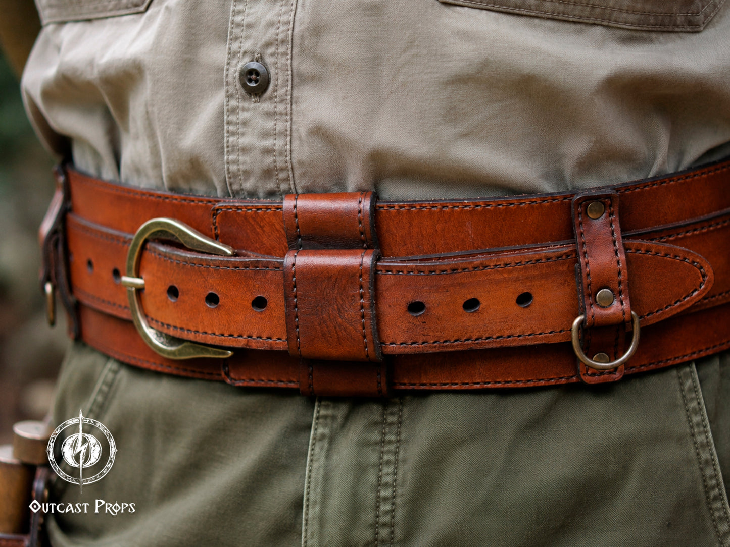 Bushcraft Leather Belt (Steampunk, Militar, LARP)
