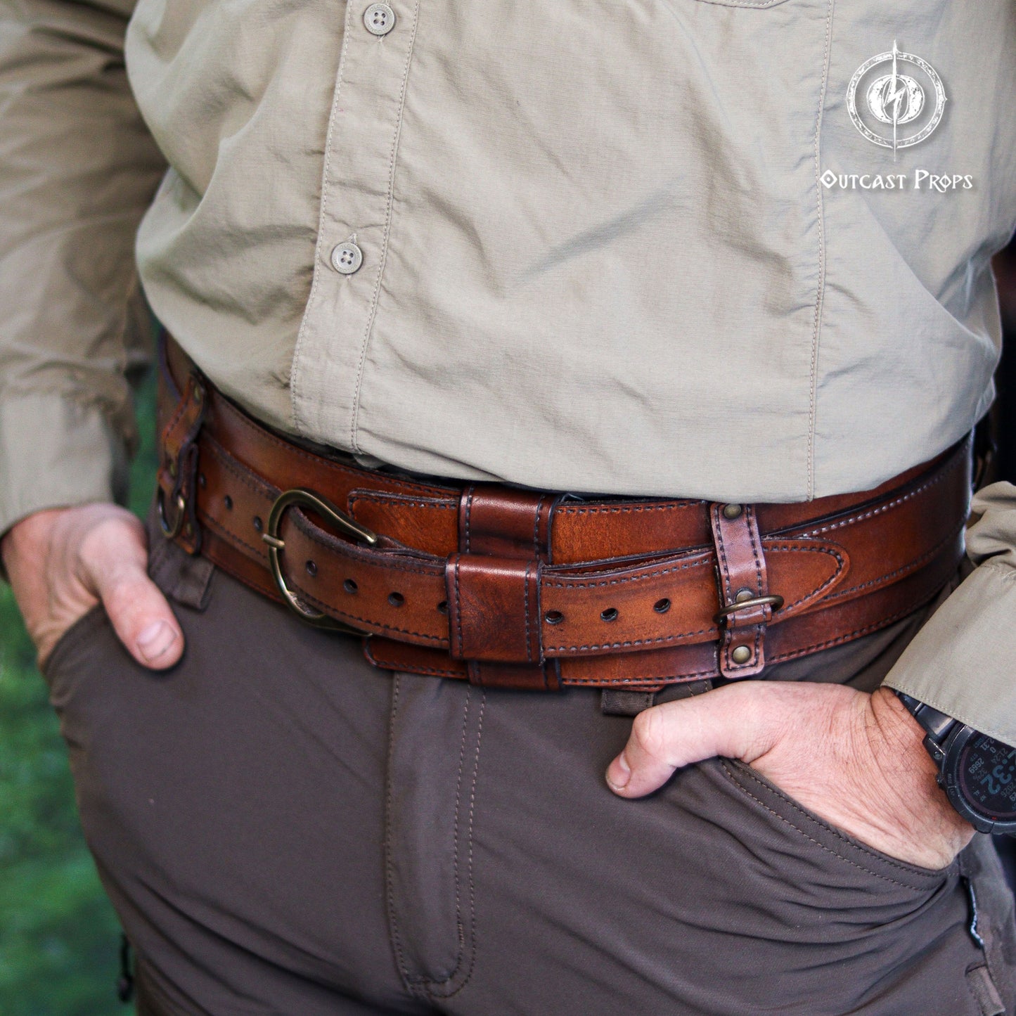 Bushcraft Leather Belt (Steampunk, Militar, LARP)
