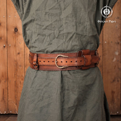 Bushcraft Leather Belt (Steampunk, Militar, LARP)
