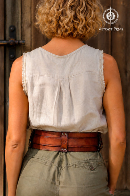 Bushcraft Leather Belt (Steampunk, Militar, LARP)