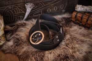 Handmade Leather long belt 40mm wide with Buckle and ring, Full-Grain Spanish Vegetable Tanned Leather with color options