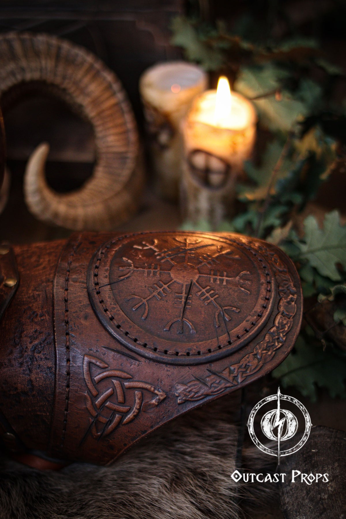 Viking Celtic Leather Sedrik Bracer