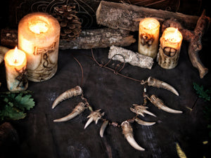 Celtic Tusk Necklace Viking ornament Tribal Shaman Druid with realistic resin fangs Orc LARP cosplay and post-apocalypse marauder