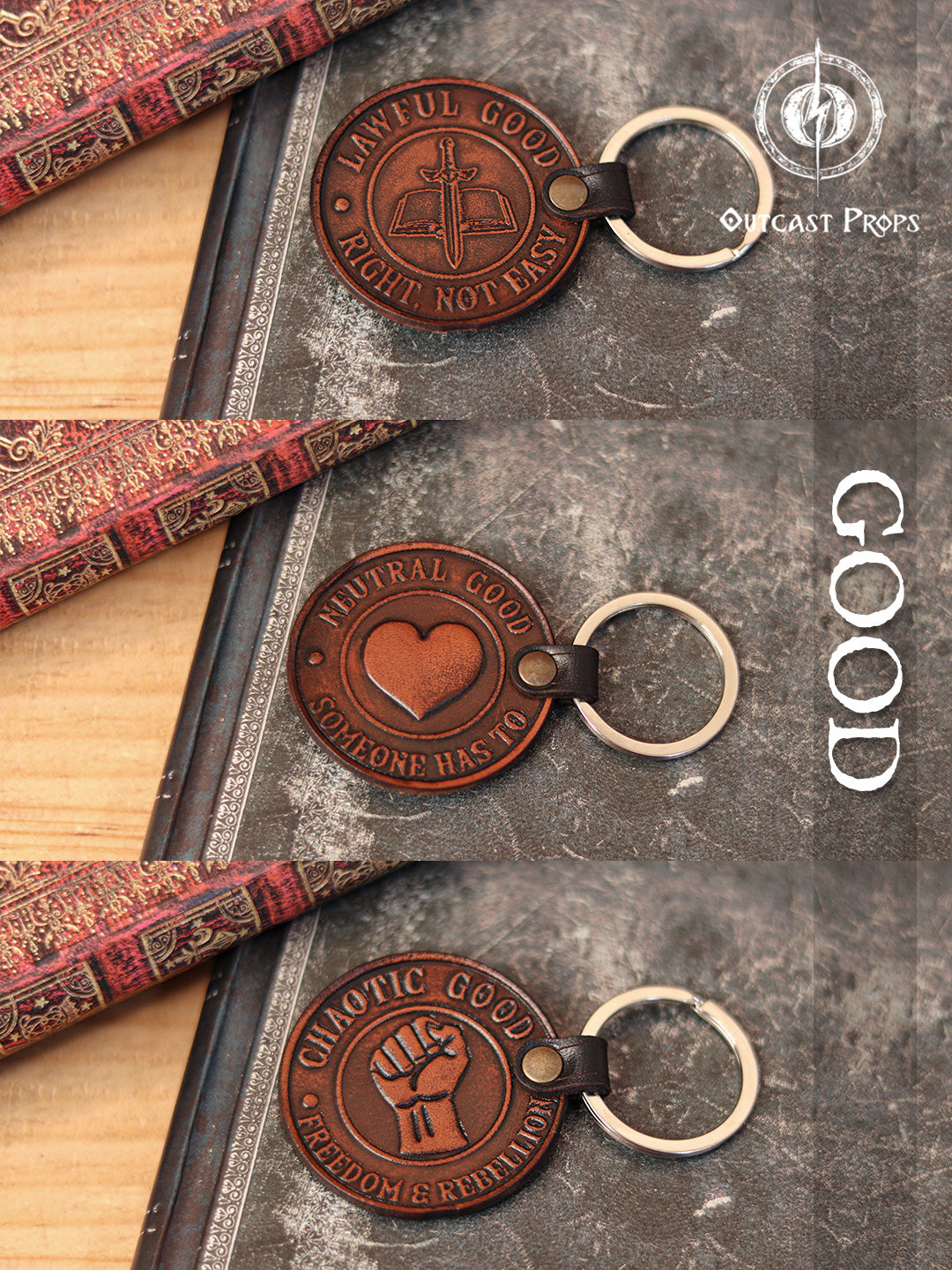 D&D Aligment Leather keyring