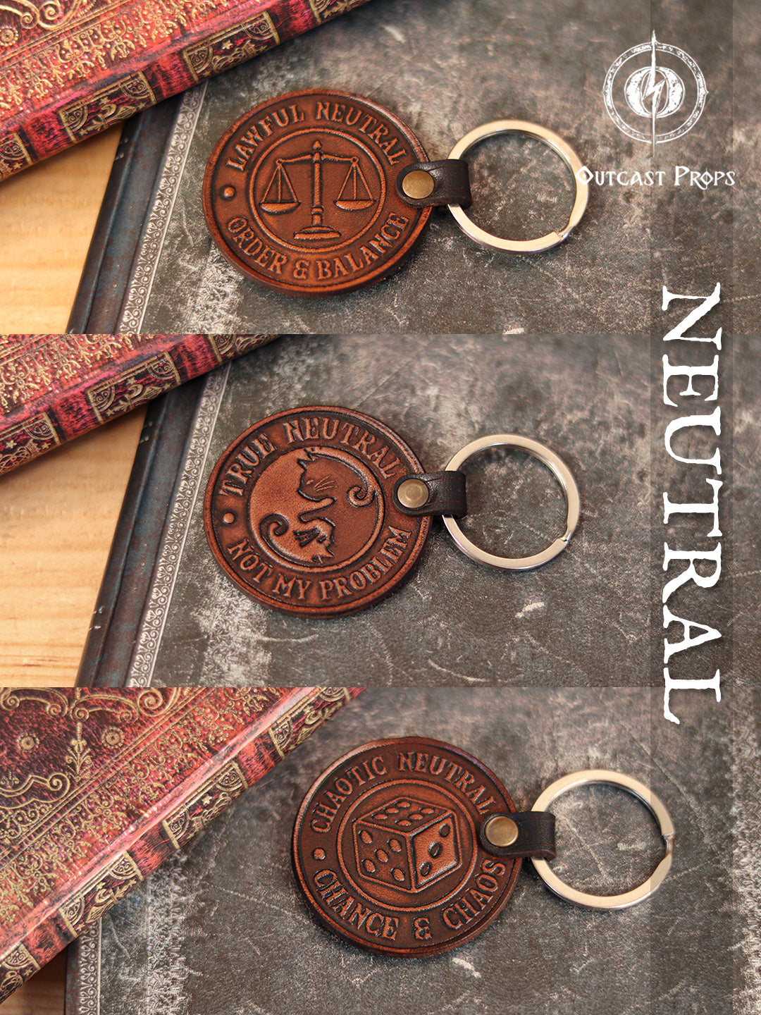 D&D Aligment Leather keyring