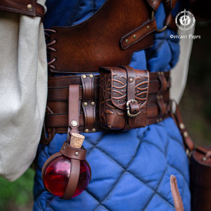 Ornated Tobacco Pouch Small Leather Bag