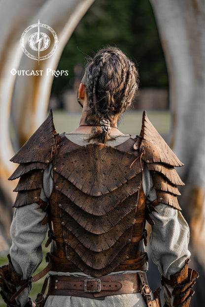 Dragon Scales Leather Shoulder Armor LARP Pauldron Viking Costume Barbarian Armor Set Fantasy Warrior Shoulder Pad Medieval Cosplay