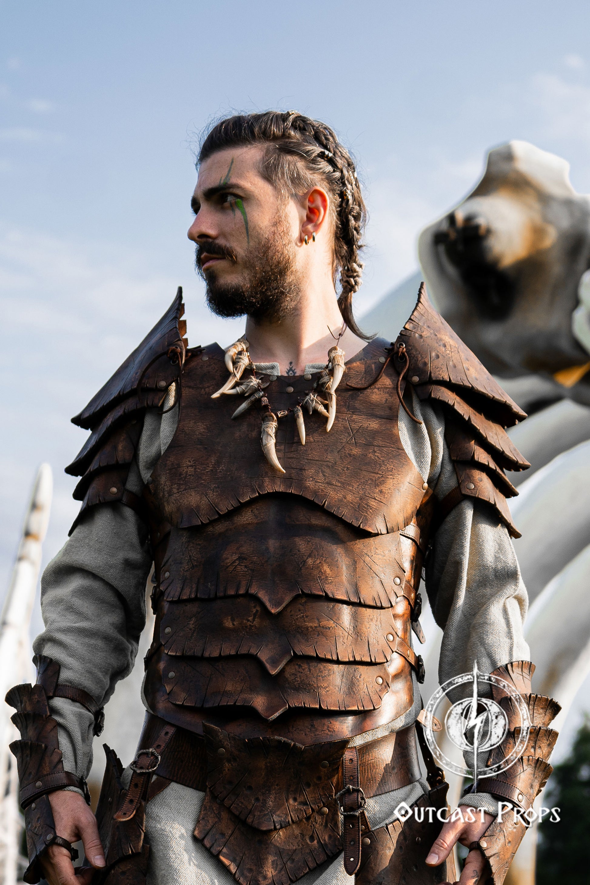 Dragon Scales Leather Shoulder Armor LARP Pauldron Viking Costume Barbarian Armor Set Fantasy Warrior Shoulder Pad Medieval Cosplay