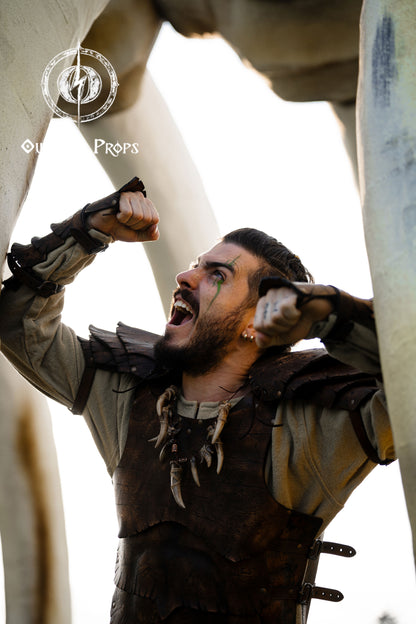 Dragon Scales Leather Shoulder Armor LARP Pauldron Viking Costume Barbarian Armor Set Fantasy Warrior Shoulder Pad Medieval Cosplay