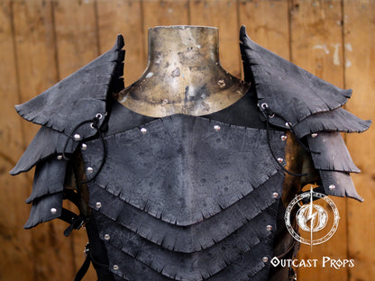 Dragon Scales Leather Shoulder Armor LARP Pauldron Viking Costume Barbarian Armor Set Fantasy Warrior Shoulder Pad Medieval Cosplay