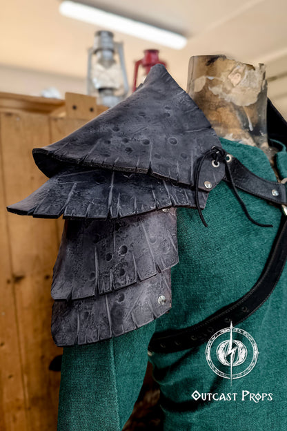 Dragon Scales Leather Shoulder Armor LARP Pauldron Viking Costume Barbarian Armor Set Fantasy Warrior Shoulder Pad Medieval Cosplay