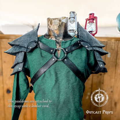 Dragon Scales Leather Shoulder Armor LARP Pauldron Viking Costume Barbarian Armor Set Fantasy Warrior Shoulder Pad Medieval Cosplay