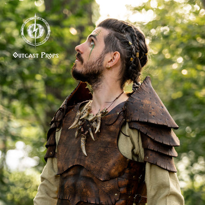 Dragon Scales Leather Shoulder Armor LARP Pauldron Viking Costume Barbarian Armor Set Fantasy Warrior Shoulder Pad Medieval Cosplay