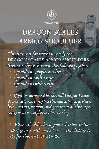 Dragon Scales Leather Shoulder Armor LARP Pauldron Viking Costume Barbarian Armor Set Fantasy Warrior Shoulder Pad Medieval Cosplay