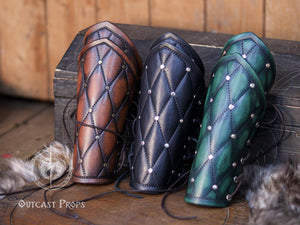Falken leather bracers for noble costume LARP outfit medieval fantasy accessories for Ren Faire cosplay arm guards for knight character gear